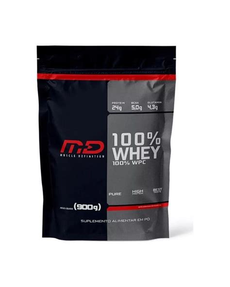 100 Whey Refil Md 900G Morango Muscle Definition MD Muscle