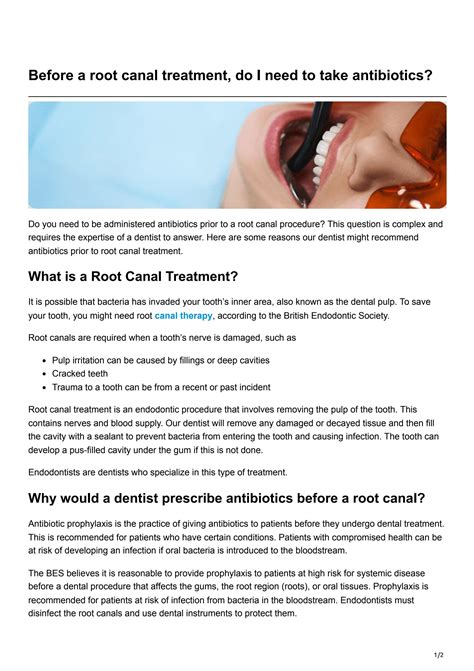 Before A Root Canal Treatment Do I Need To Take Antibiotics By Andrew