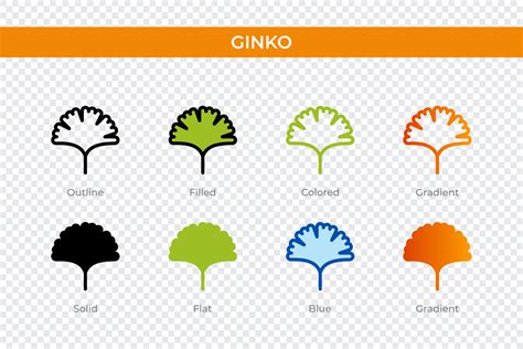 Ginko Icon In Different Style Ginko Vector Icons Designed In Outline