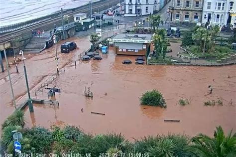 Dawlish left underwater after stream bursts its banks - Devon Live