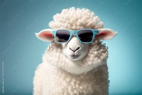 Funny Sheep Wearing Sunglasses Generative Ai Stock Illustration