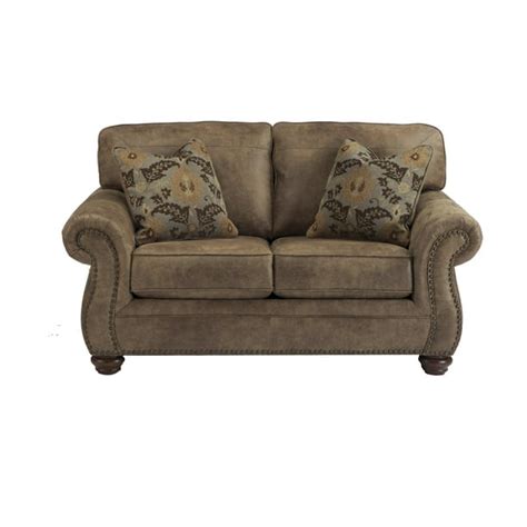 Nailhead Trim Leatherette Upholstered Wooden Framed Loveseat, Brown ...