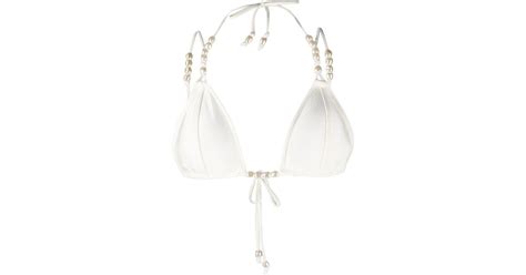 Cult Gaia Pearl Embellished Triangle Bikini Top In White Lyst Canada