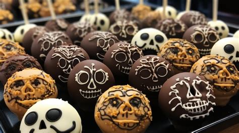 Premium Ai Image Closeup Of A Tray Of Halloween Themed Cake Pops