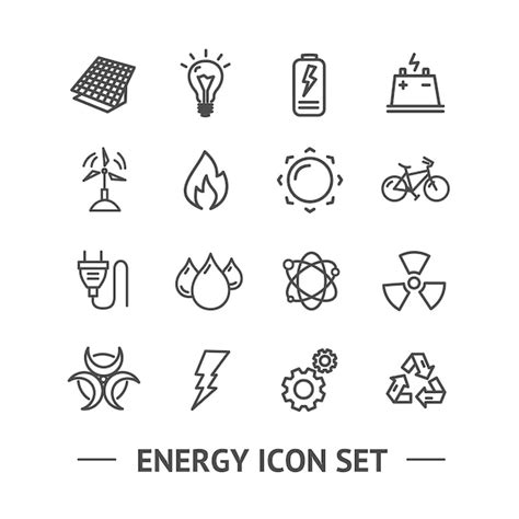 Signes D Nergie Black Thin Line Icon Set Vector Vecteur Premium