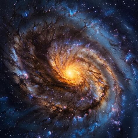 Spiral Galaxy In Deep Space Premium AI Generated Image