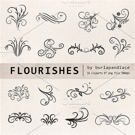 Hand Drawn Flourishes Clipart Illustrations Creative Market