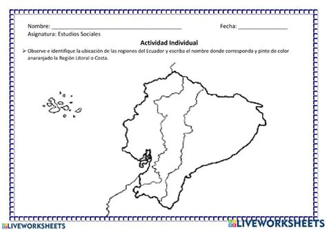 Regiones Del Ecuador Worksheet For Segundo Grado Mapa Para Colorear Ecuador Mapa Ecuador