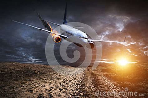 Plane with Engine on Fire about To Crash Stock Illustration ...