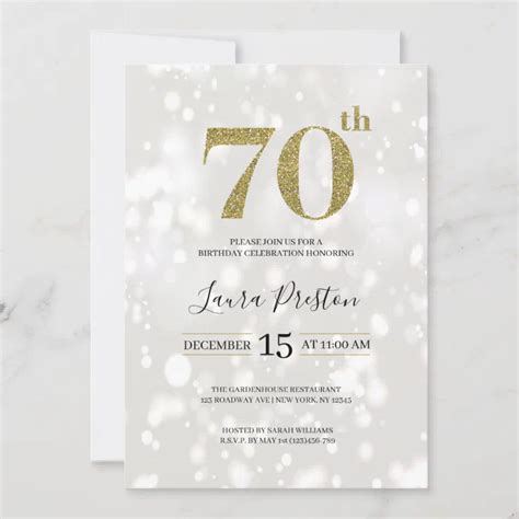 Elegant Gold Glitter 70th Birthday Invitation Zazzle