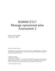 BSBMGT517 Manage Operational Plan Assessment 2 Docx BSBMGT517 Manage