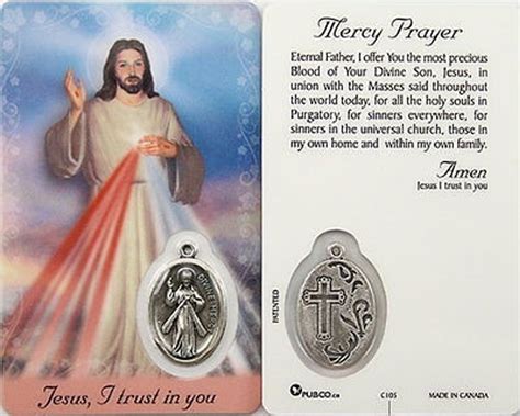 Mercy Prayer Divine Mercy Holy Card with Medal C105