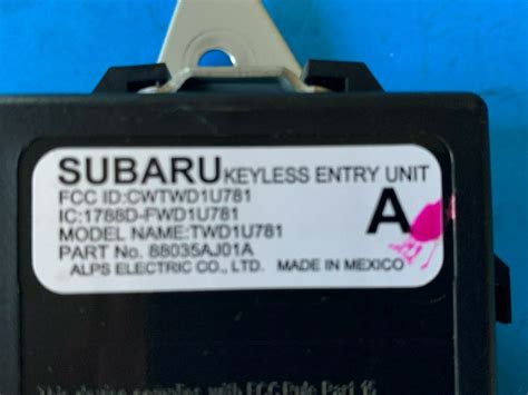 Subaru Outback Keyless Entry Control Module Aj A Oem For