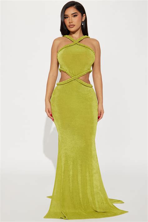 Caicos Braided Maxi Dress Olive Fashion Nova