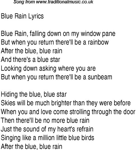 1940s Top Songs Lyrics For Blue Rain Glen Miller