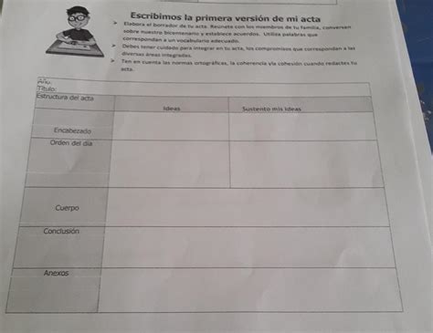 escribimos la primera versión de mi acta sobre nuestro compromiso en el