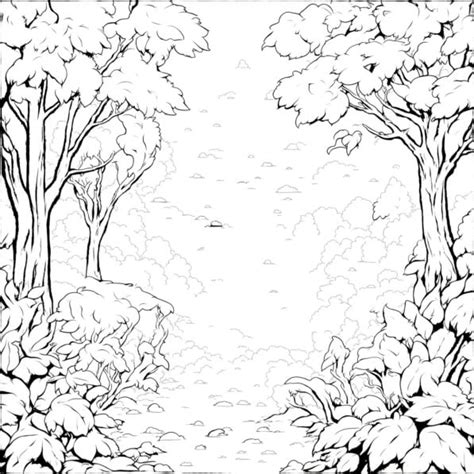 Télécharger Dessin de paysage forestier pour pages à colorier Coloring