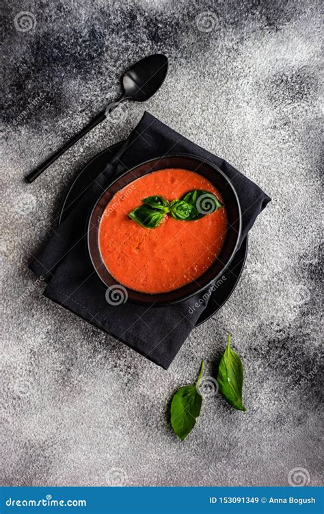 Gazpacho Espanhol Tradicional Da Sopa Do Tomate Imagem De Stock