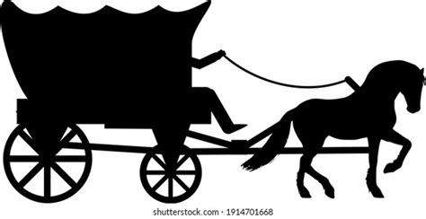 Horse And Covered Wagon Clipart Silhouette