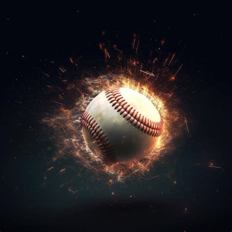 Premium Ai Image Baseball Ball In Fire On A Dark Background