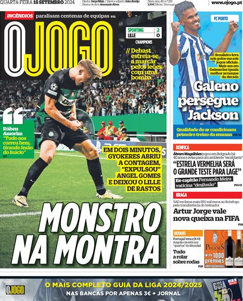 Capa Jornal O Jogo 18 Setembro 2024 Capasjornais Pt