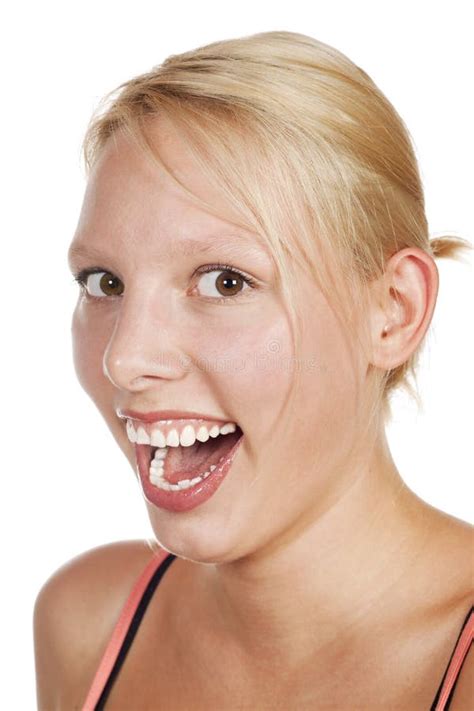 Closeup Portrait Of A Attractive Laughing Girl Stock Image Image Of