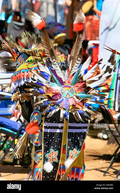 Male Native America Warriors In Ceremonial Costumes At The Wak Pow Wow