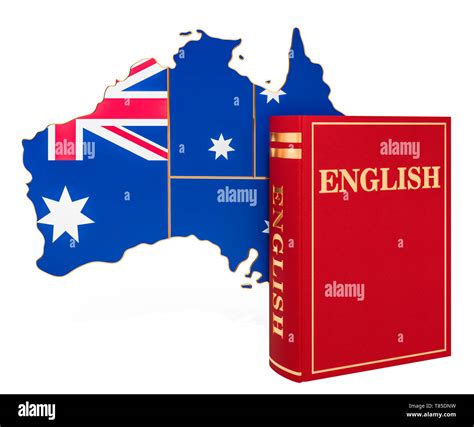 English Language Book With Map Of Australia 3d Rendering Isolated On