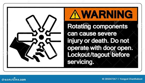 Warning Rotating Blade Hazard Do Not Operate With Guard Removed Lockout