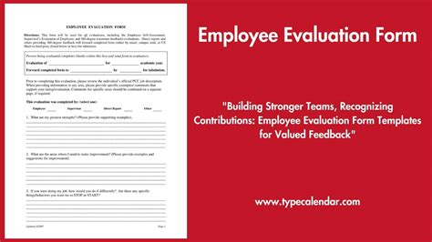 Free Printable Employee Evaluation Form Templates Pdf Excel Word