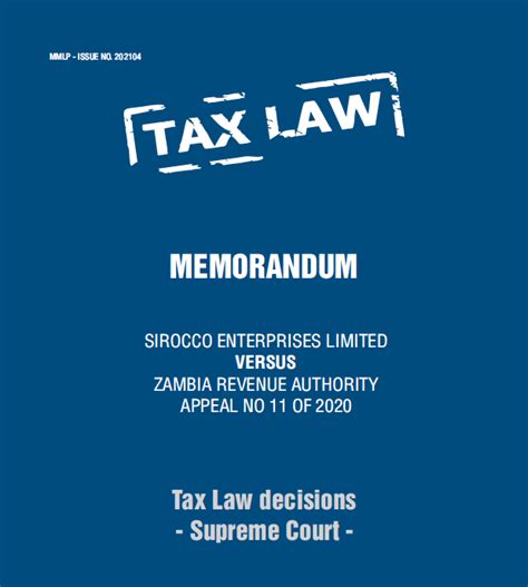 Memorandum Sirocco Enterprises Limited Versus Zambia Revenue Authority Appeal No 11 Of 2020