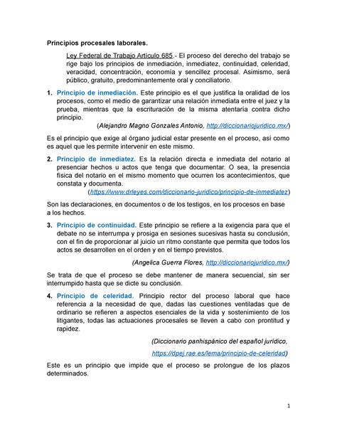 T1 Conceptos De Derecho Procesal Laboral Principios Procesales