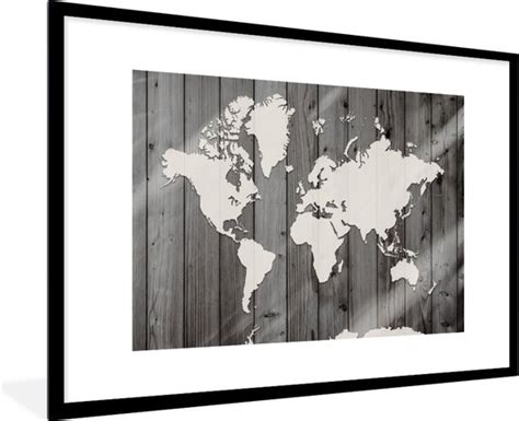 Carte Du Monde Blanc Transparent Sur Fond De Planches De Bois En Noir