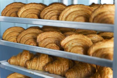 Croissants In A Bakery Cooking Pastries In A Pastry Shop French