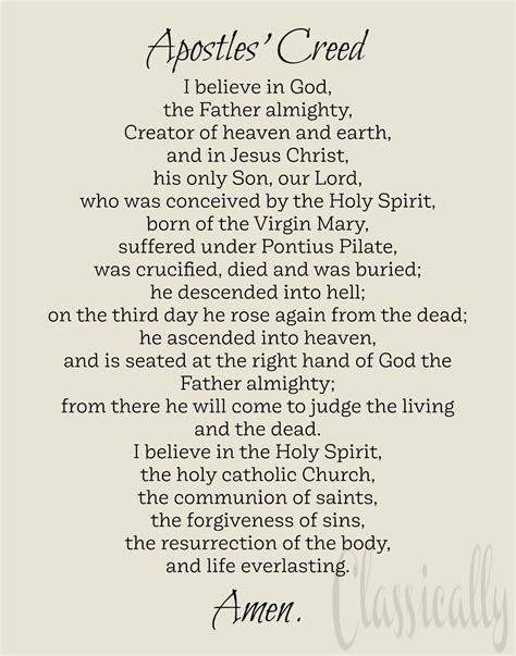 Apostles' Creed Prayer Print, Instant Download Printable, Catholic - Etsy