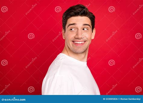 Profile Photo Of Funny Brunet Millennial Guy Look Empty Space Wear