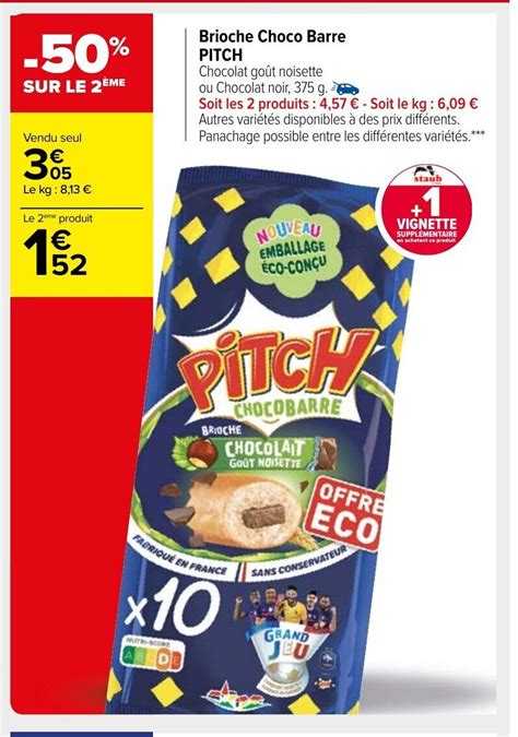 Promo Brioche Choco Barre Pitch Chez Carrefour Market