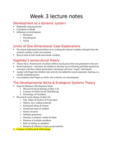 Week 3 Lecture Notes Week 3 Lecture Notes Development As A Dynamic