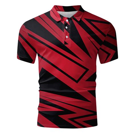 Qbgsay Polo Shirts Mens Top Large Size Base Shirt Digital 3d Printing Casual Collarless Long