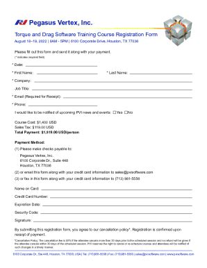 Fillable Online Torque And Drag Software Training Registration Form Fax