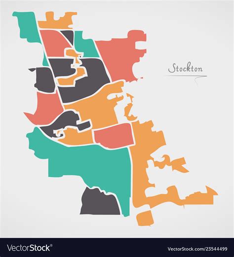 Stockton california map with neighborhoods Vector Image