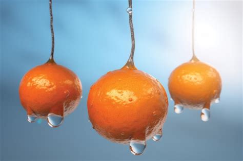 Un Mont N De Naranjas Cuelgan De Un Rbol Con Gotas De Agua Sobre Ellas