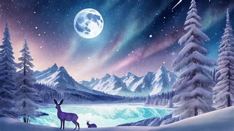 Snow Mountain Night Moon 4K #8841m Wallpaper PC Desktop