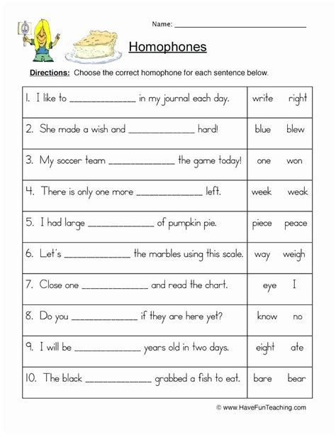 Homophones Worksheet English Teaching Resource Worksheets Library