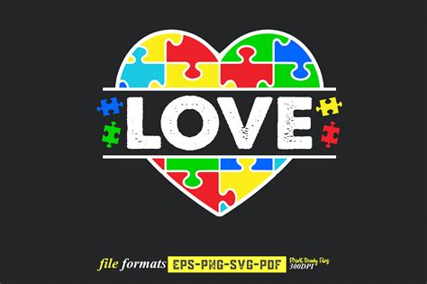 Autism Awareness Love Puzzle Heart Graphic By Rajjqueen · Creative Fabrica