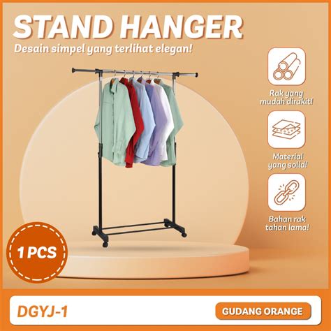 Jual GUDANG02 COD Stand Hanger Single Praktis Gantungan Baju Stainless