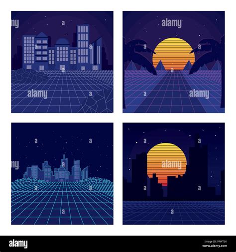 Set Of Sci Fi Backgrounds Stock Vector Image And Art Alamy