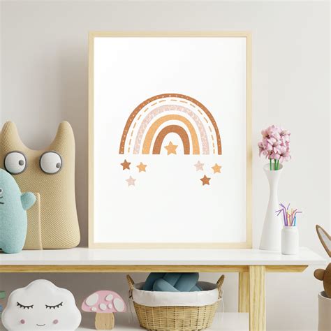 Quadro Decorativo Infantil Arco Ris Boho Arte Digital Elo