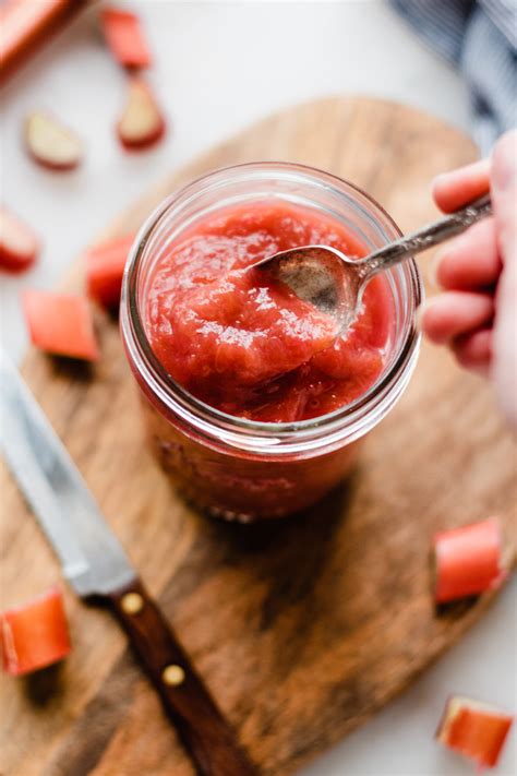 Strawberry Rhubarb Sauce Blue Bowl