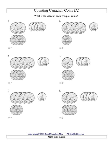 Counting Small Collections Of Canadian Coins No Dollar Coins A And